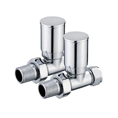 Towel Rail Valves - 15mm Straight (Pair) - Chrome