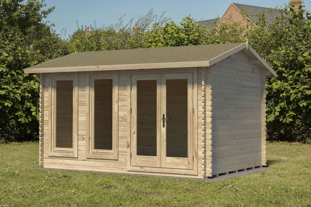 Forest Garden DTS Chiltern 4.0m x 3.0m Log Cabin - Apex Roof, Double Glazed 24kg Felt, plus Underlay 