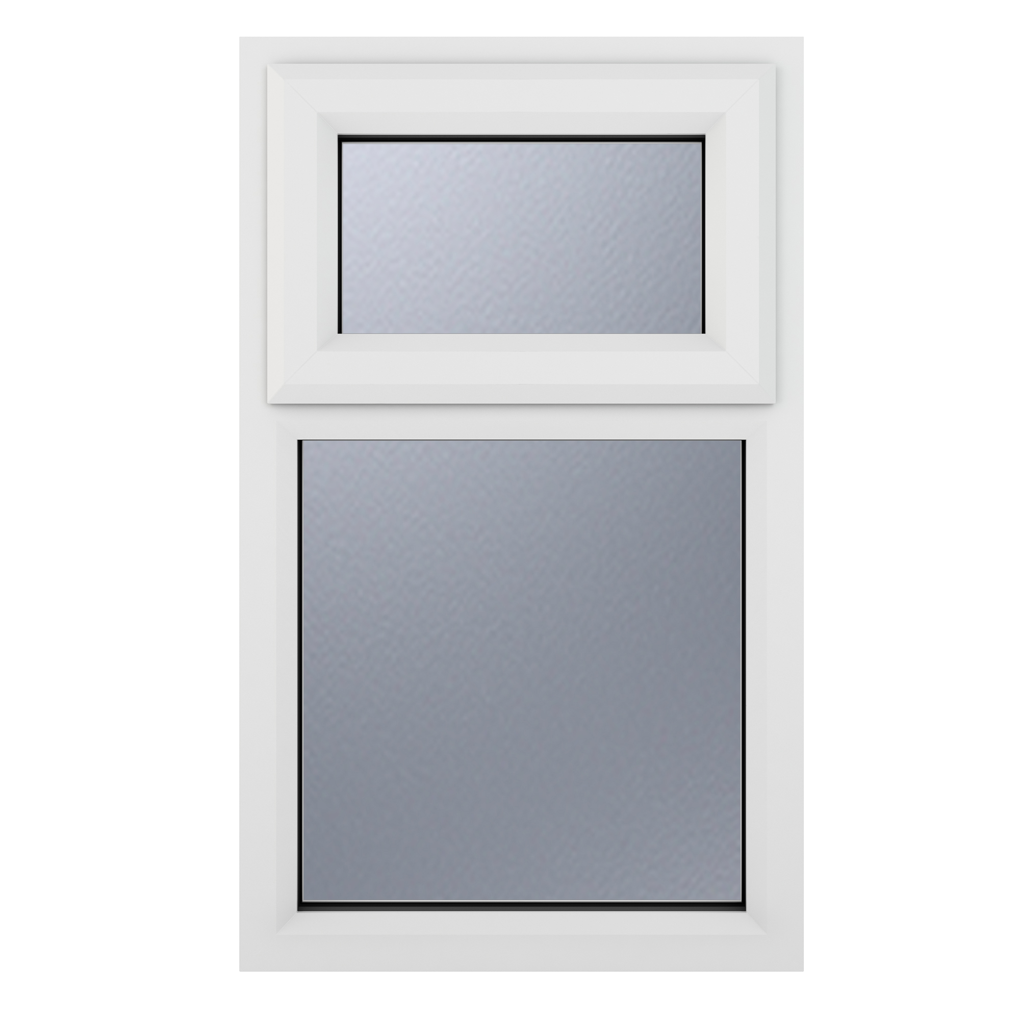 Crystal uPVC Window White A Rated Top Hung Opener Over Fixed Light 1190mm x 965mm Obscure Glazing