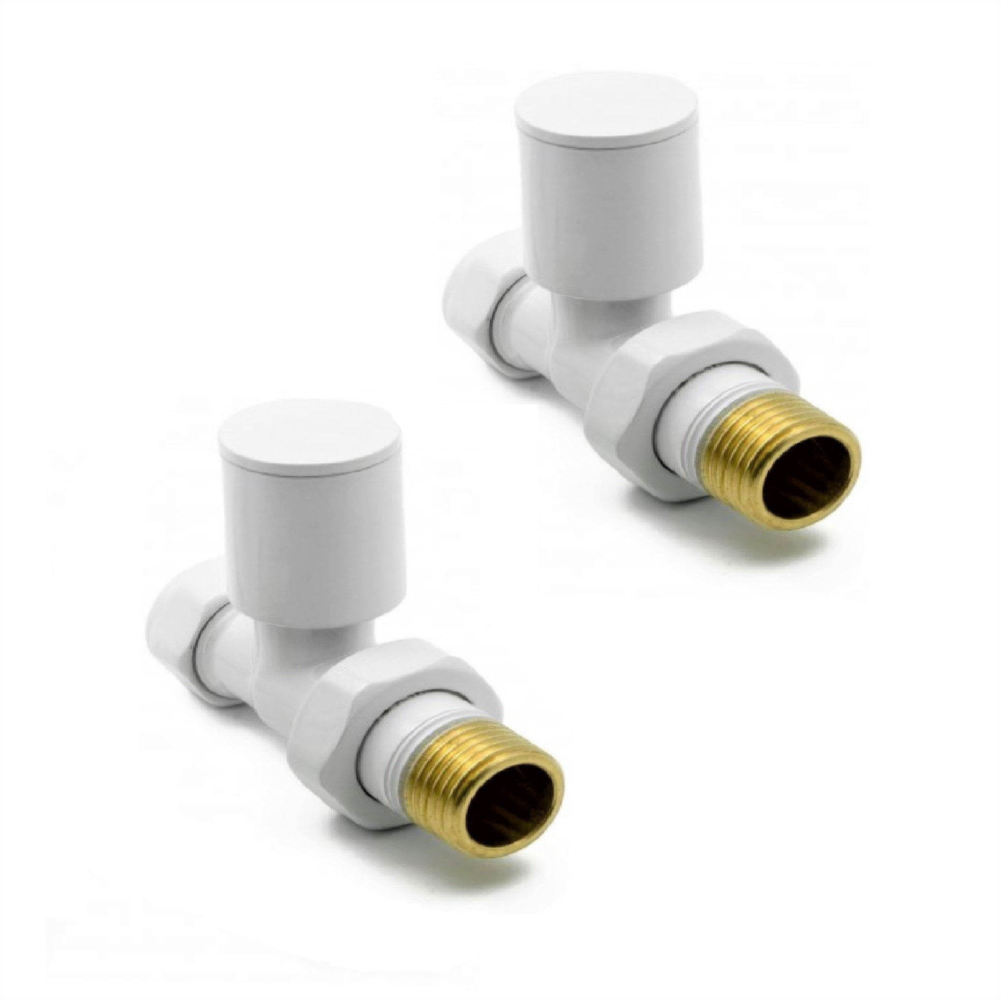 Towel Rail Valves - 15mm Straight (Pair) - WHITE
