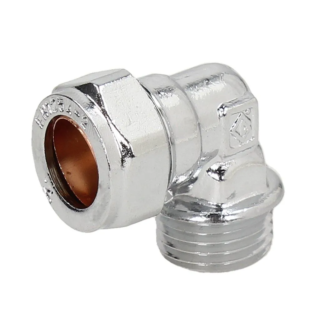 15mm Chrome Compression Male Iron Elbow 15mm x 1/2"
