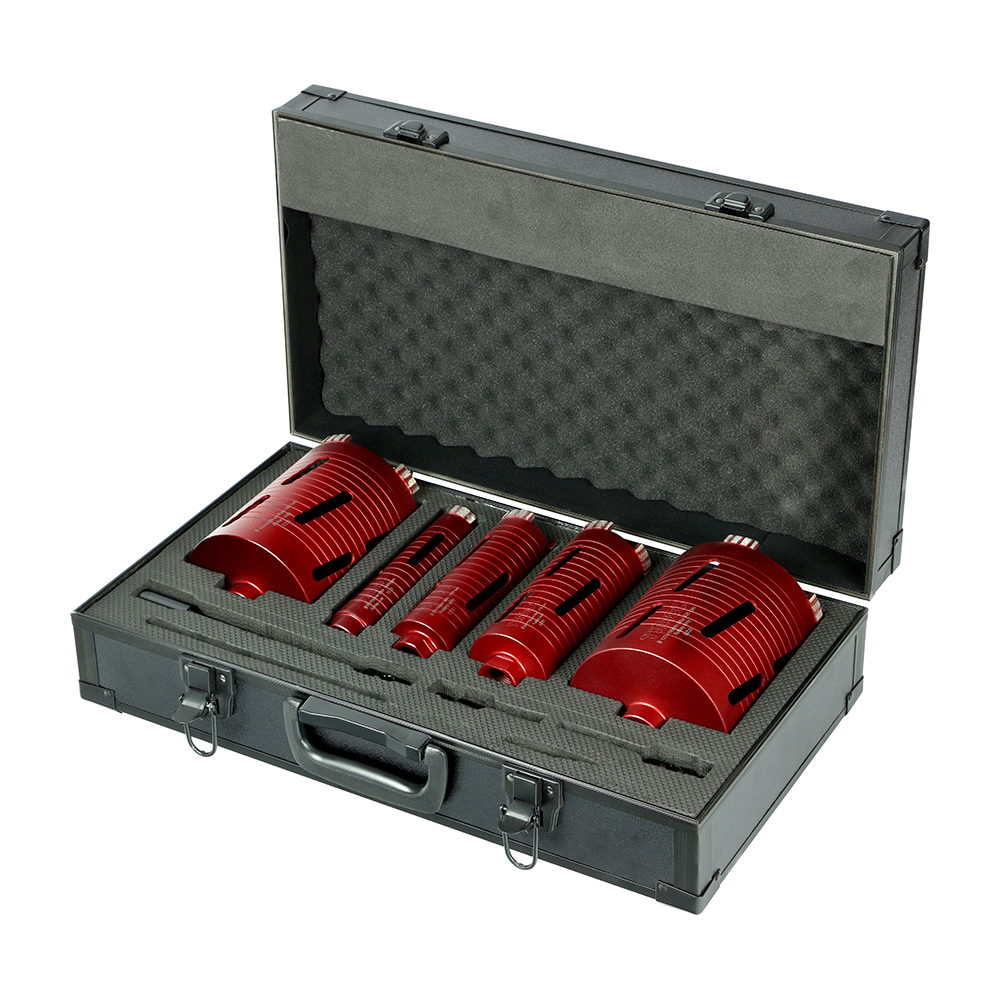 Timco 5 Piece Premium Dry Diamond Core Drill Kit (38mm, 52mm, 65mm, 117mm, 127mm & Arbors/Extensions/Adaptors)