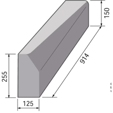 BS HB2 LH Drop Kerb - 125 x 255/150mm