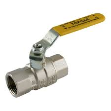1/2" Female Chrome Lever Ball Valve - Gas (Yellow)