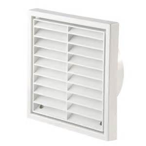 100mm (4") Fixed Louvre Vent Cover Grill (w/ Fly Screen) - White