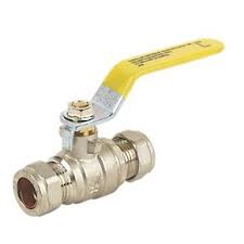 15mm Chrome Lever Ball Valve - Gas (Yellow)