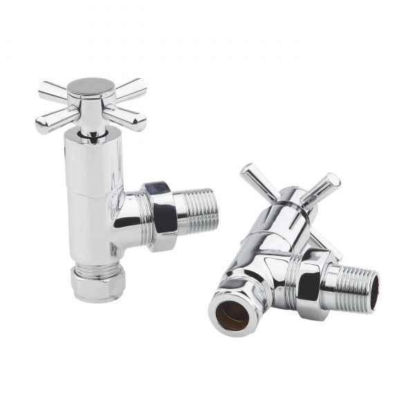 Kartell Times Traditional ANGLED Towel Rail Valves (Pair) - Chrome
