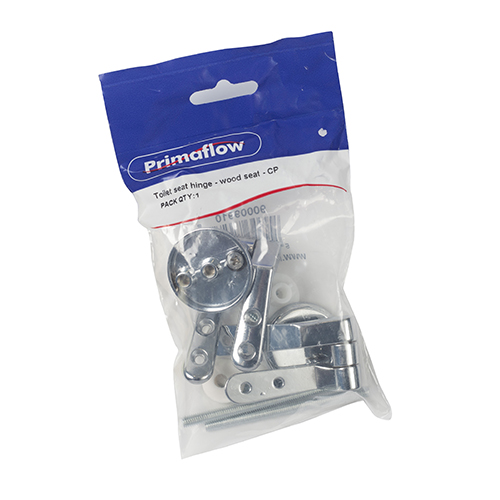 Pre-Packed Toilet Seat Hinge - Wood Seat - Chrome Plated