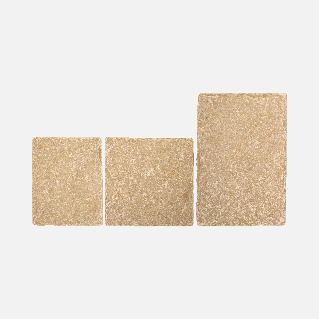 GlobalStone DTS 50mm 3 Sized Project Pack Limestone Block Pavers - Honey Blend (7.08m2)