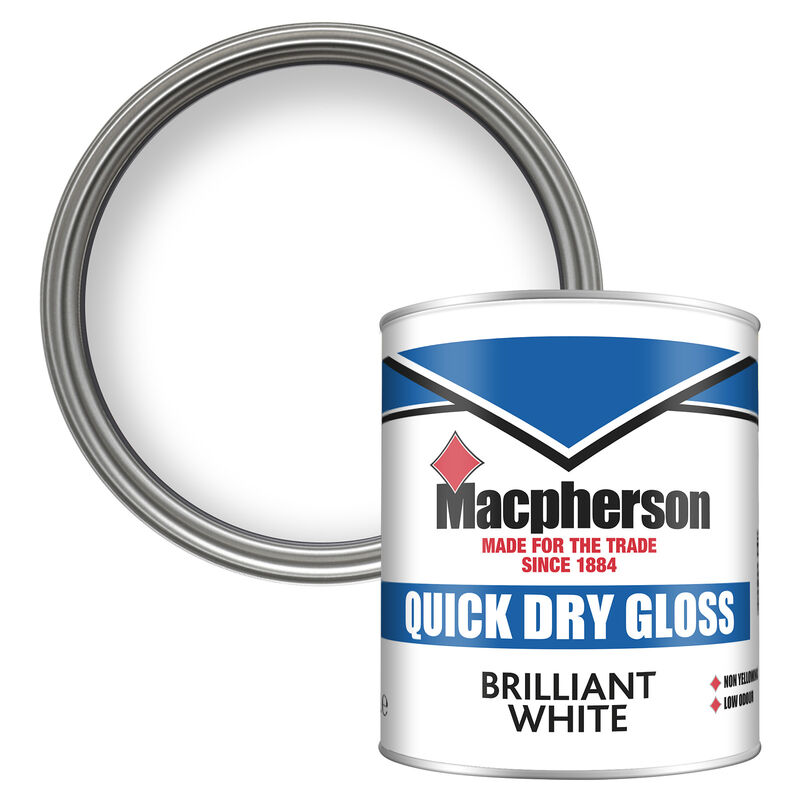 Macpherson Paint Quick Dry Gloss (Water based) - Brilliant White - 1L