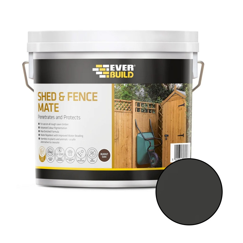 Everbuild Shed & Fence Paint/Wood Stain - 5L - Ebony Black
