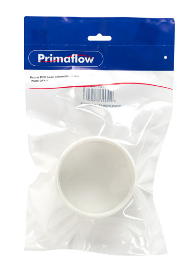 Pre-Packed Round PVC hose connector - white