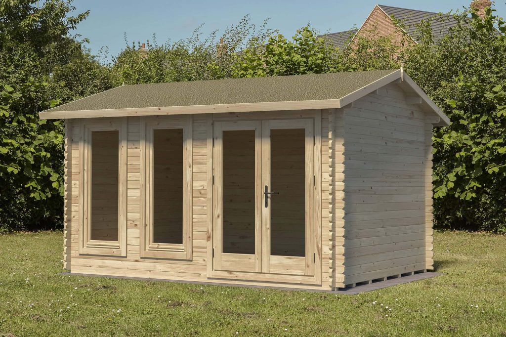 Forest Garden DTS Chiltern 4.0m x 3.0m Log Cabin - Apex Roof, Single Glazed 24kg Felt, no Underlay 