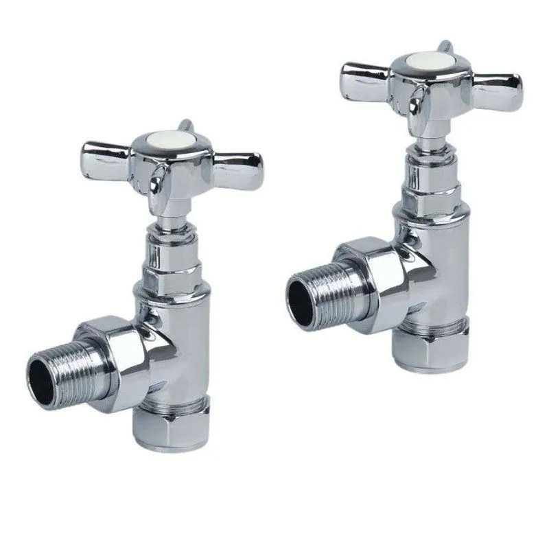 Kartell Traditional ANGLED Towel Rail Valves (Pair) - Chrome