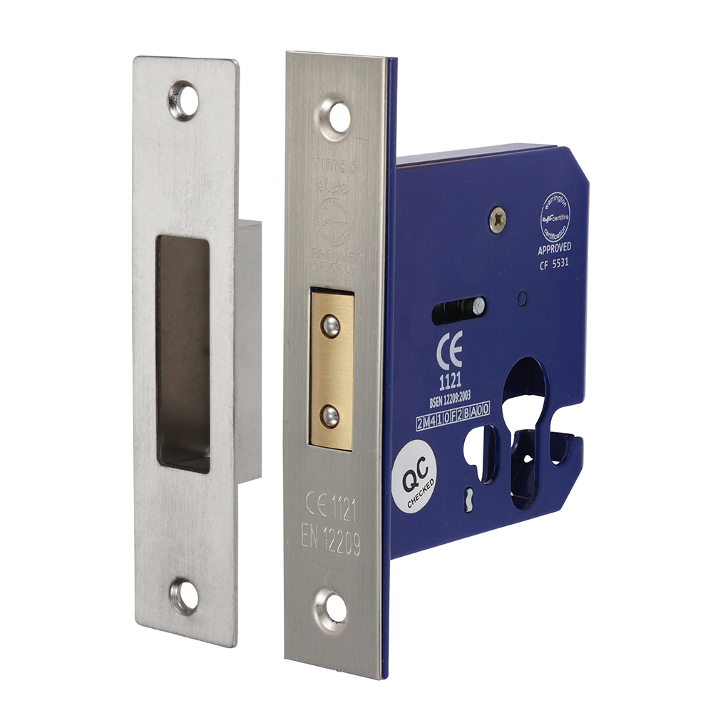 Timco Euro Profile Deadlock (78mm case / 56.5mm backset) - Satin Nickel