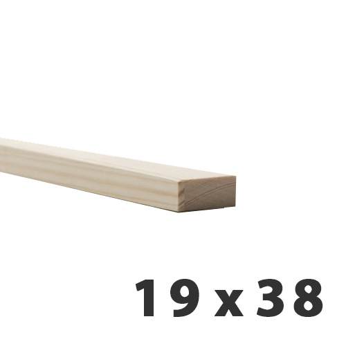 19 x 38mm (Fin: 14.5 x 32mm) PAR/PSE Softwood Pine Timber (Door Stop)