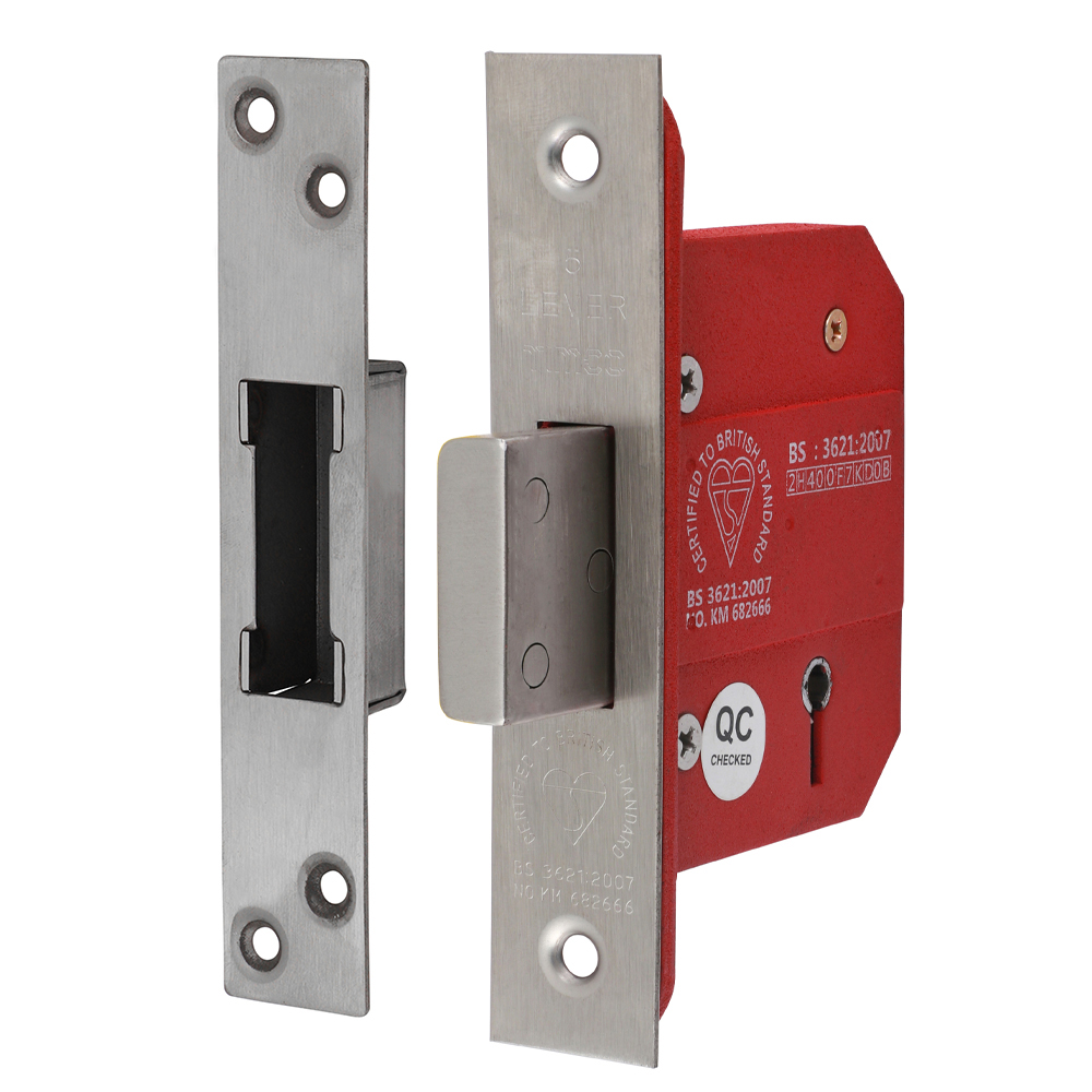 Timco 5 Lever British Standard CE Deadlock (66mm case / 45mm backset) - Stainless Steel - Satin