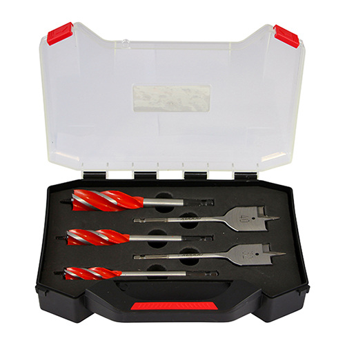 TIMco Carpenter's Speed Auger & Flat Wood Bit Kit - 7 Piece