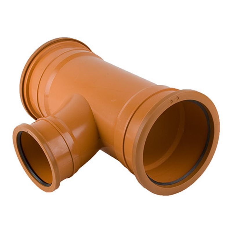 160mm to 110mm Underground 90' Triple Socket Unequal Tee Junction