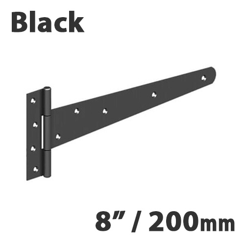GateMate 200mm (8") Light Tee Hinges (c/w Screws) - Black