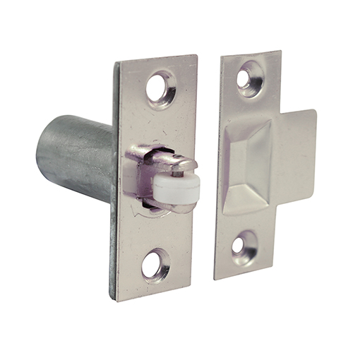 Timco 60 x 25mm Adjustable Roller Catch (w/ Strike Plate) - BZP (Nickel Plated)