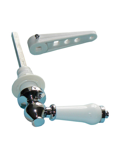 Pre-Packed WC Cistern Handle - Chrome/White Ceramic