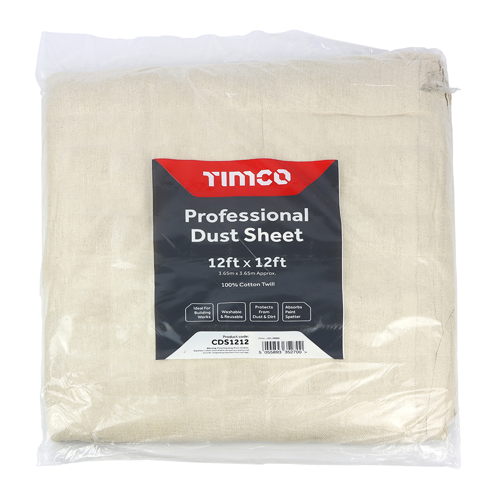 TIMCO Professional Cotton Twill Dust Sheet - 12ft x 9ft