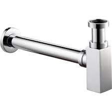 Pura Chrome Modern Square Bottle Trap 1 1/4" (w/ Chrome Outlet Pipe)