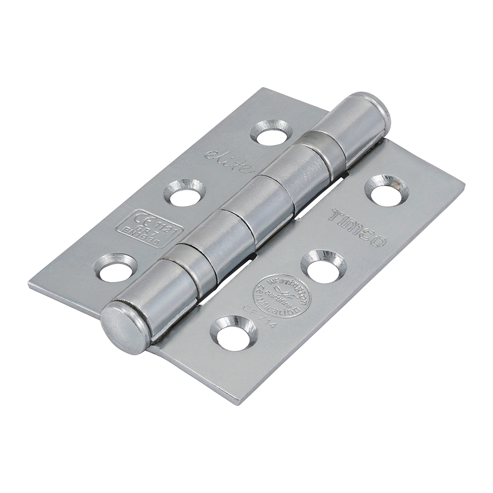 Timco Grade 7 Ball Bearing Fire Door Hinges 75 x 50mm - Satin Chrome (Pack of 2)