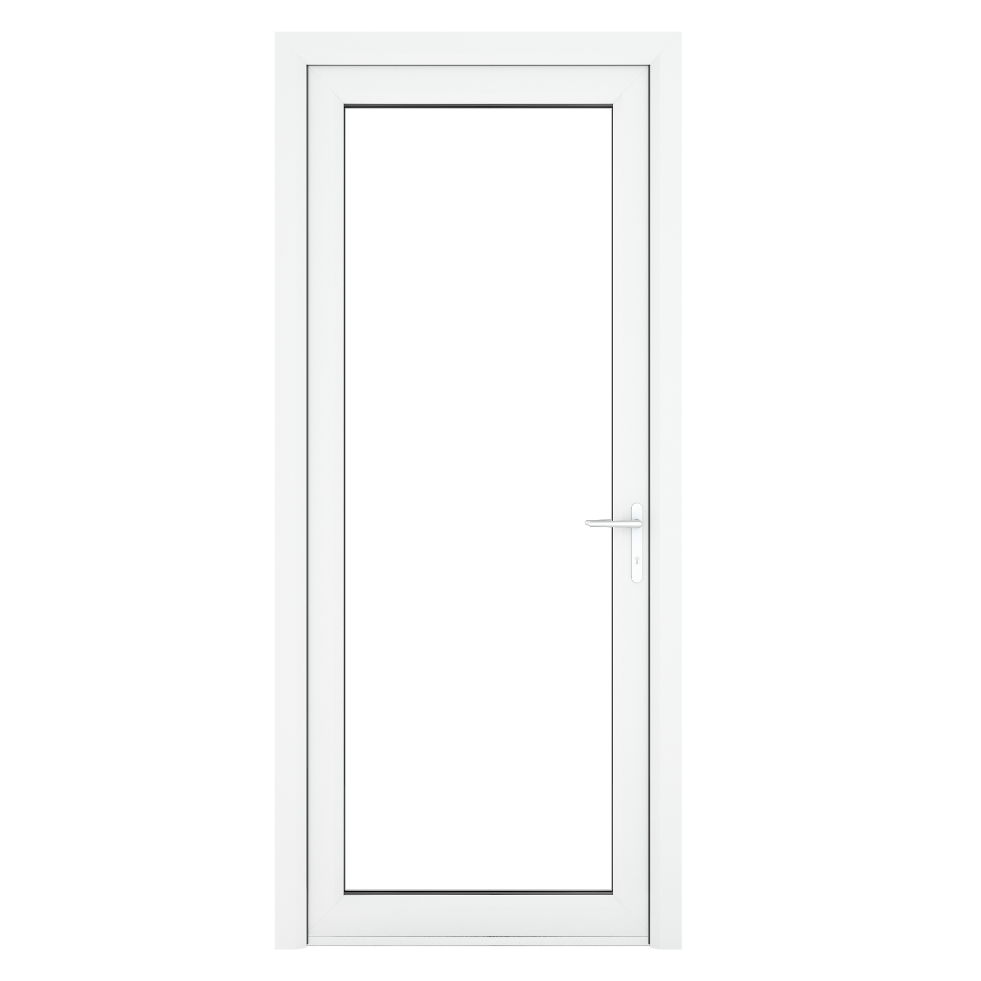 Crystal uPVC  White Clear Single Door Full Glass Left hand Open In 840mm x 2090mm Clear Glazing