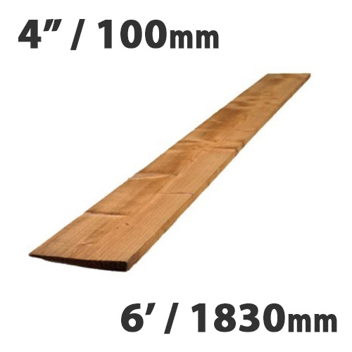 22mm x 100mm (4") Featheredge Brown Treated Fencing Boards - 1.8m (6')