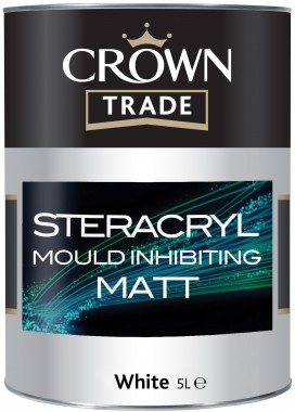 Crown Trade - Clean Extreme Mould Inhibiting Anti-Bacterial Scrubbable Matt Emulsion - White - 2.5L