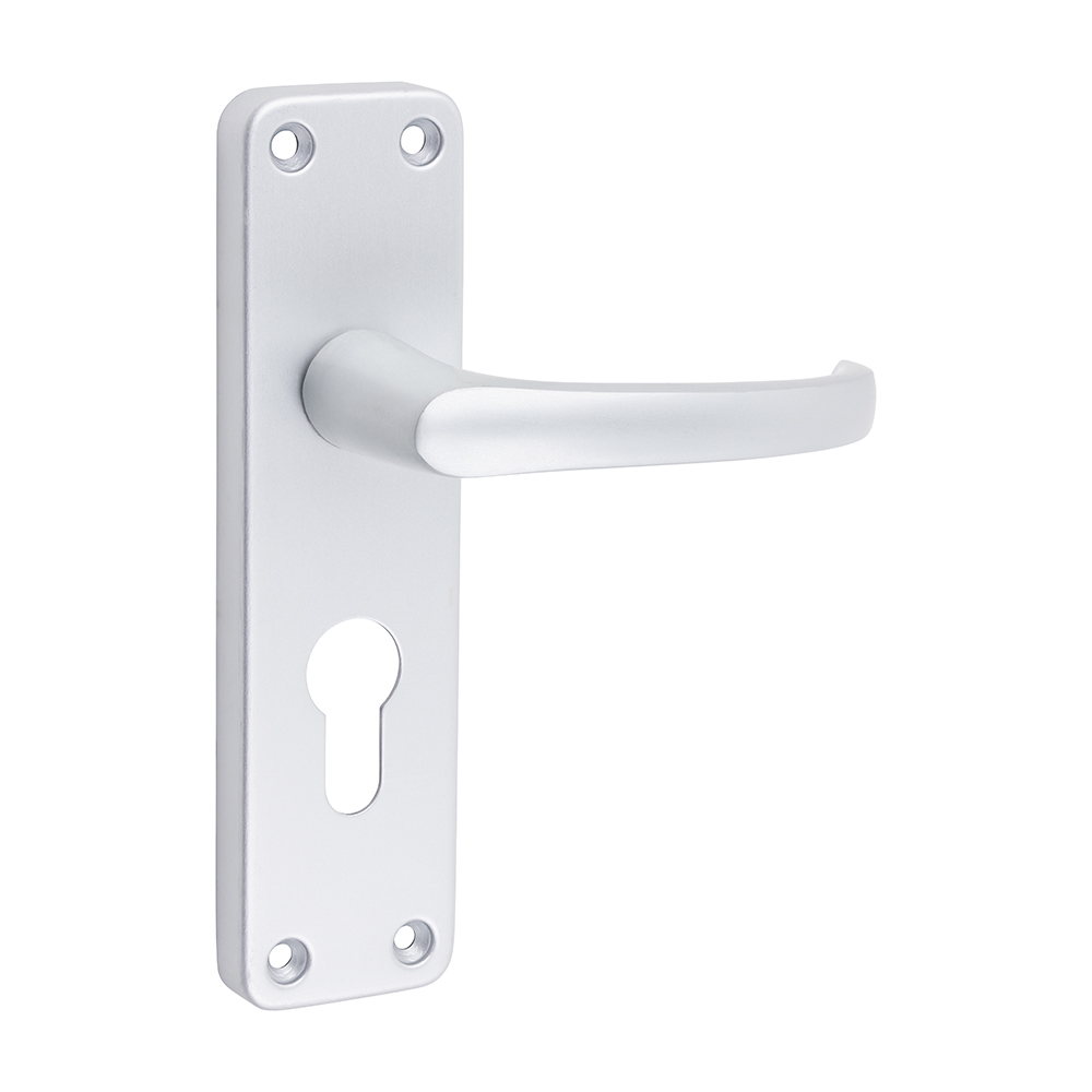 Timco Contractors Euro Profile Lever Lock Handles 155mm x 40mm - Satin Anodised Aluminium